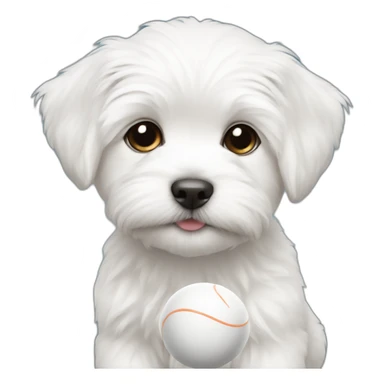 white Maltese puppy with ball sticker
