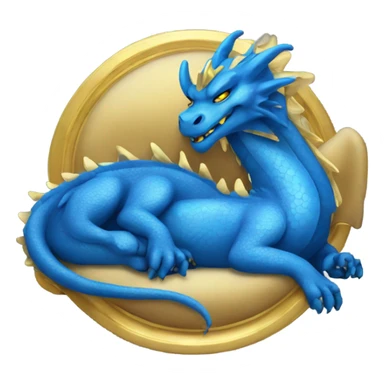Blue dragon with gold accents sleeping with zzz sticker