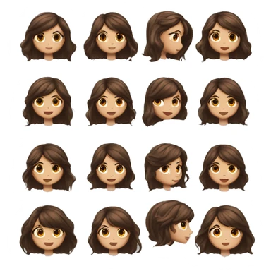 Emoji de chica cabello corto negro alisado ojos marrones labios rojos  sticker