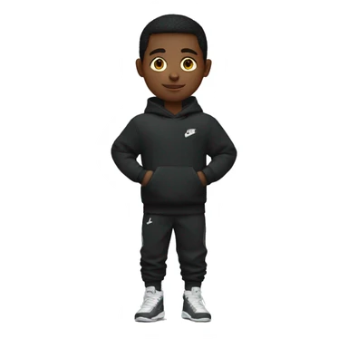 garçon noir avec un pull nike sticker