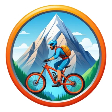 A bold, dynamic emblem combining elements of extreme sports like a mountain, a bike, and a parachute, all within a circular or shield-like shape. The design conveys speed, adventure, and adrenaline, with sharp lines and vibrant colors representing the thrill and intensity of extreme sports. sticker