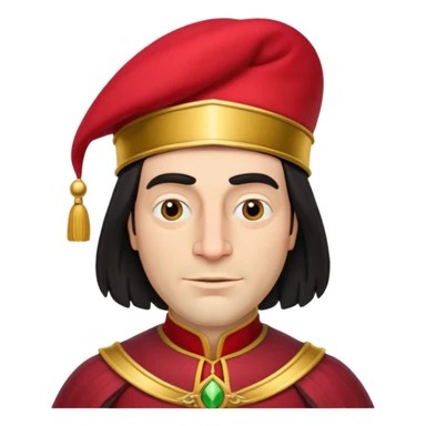 lord farquad avec un chapeau rouge et une bordure dorée pres du crane sticker