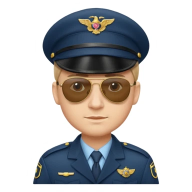 Officer with peaked cap + aviator sunglasses sticker