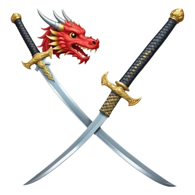A samurai sword with a dragon handle sticker