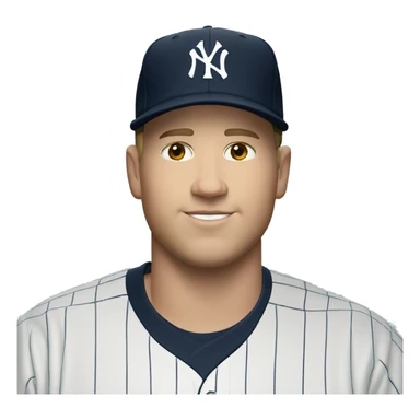 White man chubby wears cap and jersey of New York Yankees sticker