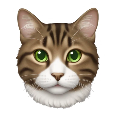 fluffy brown tabby cat with white nose and green eyes  sticker