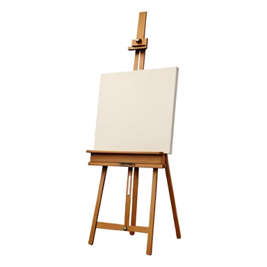 Cinematic Realistic image of a pristine canvas mounted on a sturdy wooden easel, with the canvas’ smooth surface and the easel’s detailed grain rendered in soft natural light, evoking a quiet moment of creative anticipation sticker
