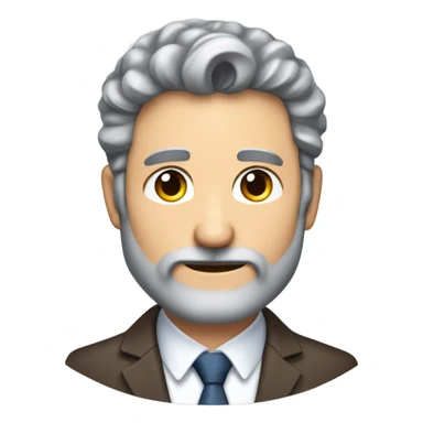 Older attractive man with medium long grey and brown hair tucked behind his ears & a little bit curly with a five o clock shadow beard in a suit  sticker
