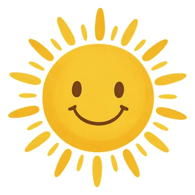 smiling sun with rays, general style, bright and cheerful sticker