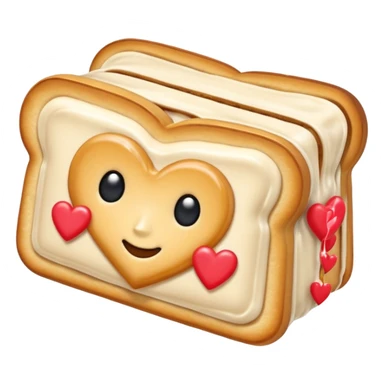 Toaster strudel with hearts sticker