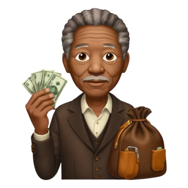 morgan freeman holding money bag sticker