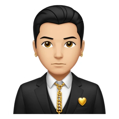 Mob boss in black suit, slick hair, gold chain, c sticker