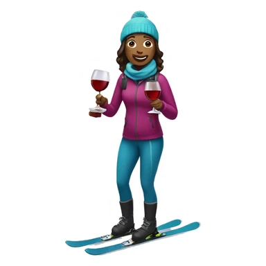 Woman skiing holding wine sticker