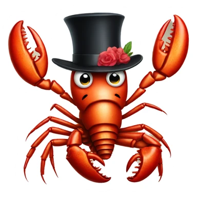 Lobster wearing top hat with gun sticker