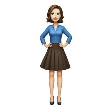 White woman in skirt and high heels with dark brown hair and blue eyes sticker