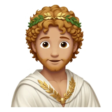 Cinematic Realistic Hercules Portrait, head tilted playfully and inquisitively, showcasing a blend of legendary power and youthful charm with the refined features of Michelangelo's David. His light tan, sculpted skin and thick, curly, golden brown hair—styled with wild majesty—evoke the spirit of the lion-wrestling Hercules. Clad in a softly draped white robe with subtle golden details and adorned with a Greek laurel wreath, his expressive eyes and warm smile capture an approachable yet formidable hero, bathed in gentle natural lighting. sticker