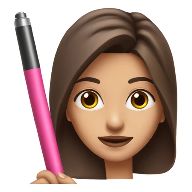 Pretty Brunette woman with brown eyes holding a pink weed pen  sticker