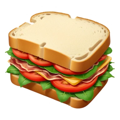 Sourdough bread sandwich with arugula and bacon and tomato slices inside sticker