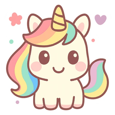 a unicorn with a rainbow mane, kawaii cute style, festive for Pride Month sticker