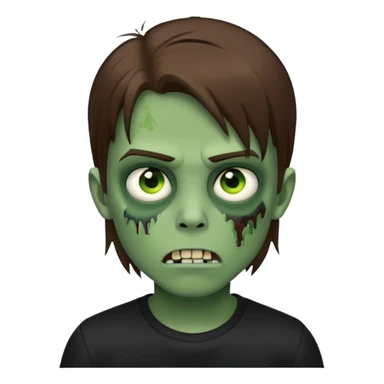 boy zombie with brown straight hair with green skin and black shirt sticker
