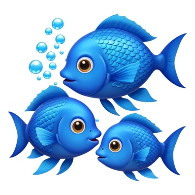 two cute blue fishes kissing sticker