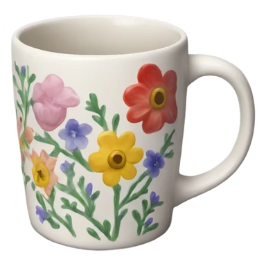 ceramic mug with flowers painted on it sticker