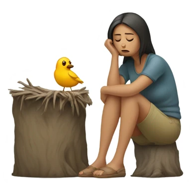 Sad woman with empty nest sticker