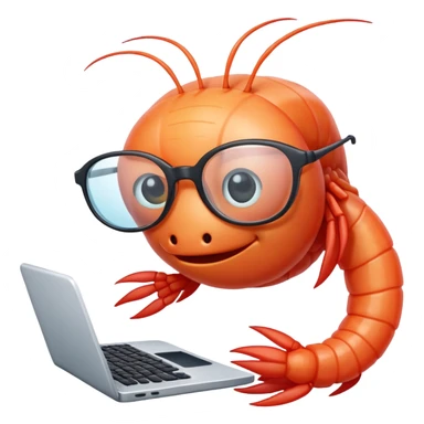 a shrimp studying the program code sticker
