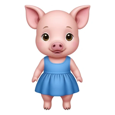 a baby pig wear blue dress sticker