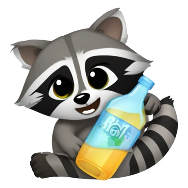 drunk raccoon lying on his back drinking from a bottle sticker