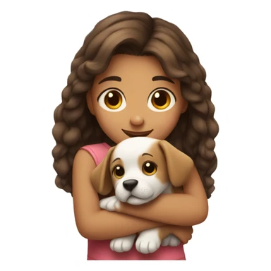Cute girl hugs a puppy  sticker