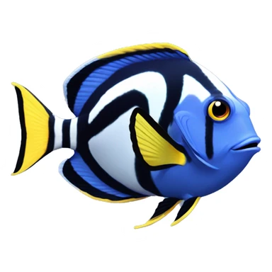 a marine fish named Blue Tang Fish focus on its coloration.  It looks like Dory in movie Finding Nemo.Please respect this fish‘s natural color. sticker