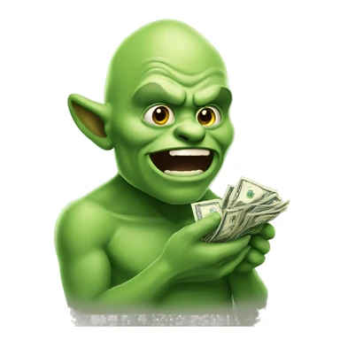 Green ogre doing money spread sticker