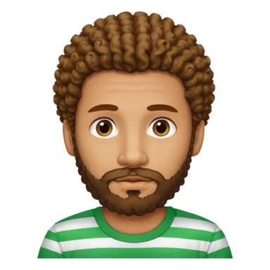 Cuban guy with curly haur and beard with a shirt of green stripes  sticker
