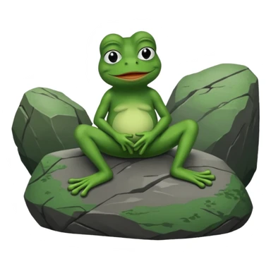 pepe the frog sitting on rock sticker
