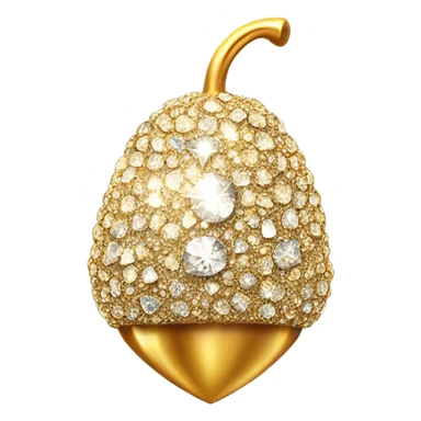 sparkling diamond Acorn like diamond with stem made of gold sticker