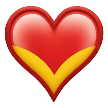 Heart emoji with top half yellow and below part red. sticker