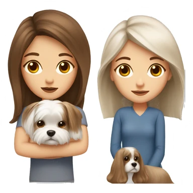 Brown hair and brown eyes girl and Maltese dog sticker