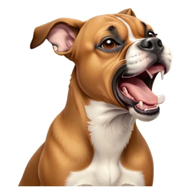 Cinematic Cute Yawning Fawn Boxer dog Portrait Emoji, Head tilted slightly with a dramatic, wide-open yawn, showcasing a short fawn Fur with a crisp white muzzle and chest, floppy ears slightly drooping, round brown eyes barely open in drowsy contentment, Simplified yet irresistibly adorable features, highly detailed, glowing with a soft, cozy glow, high shine, relaxed yet expressive, stylized with a touch of whimsy, bright and endearing, soft glowing outline, capturing the essence of a sleepy yet affectionate guardian, so drowsy it feels like it could stretch right out of the screen and curl up for a nap! sticker