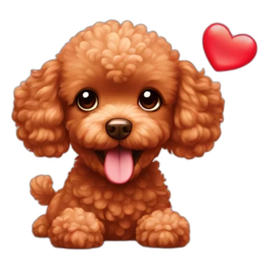 red toy poodle with catching bubbles of hearts sticker
