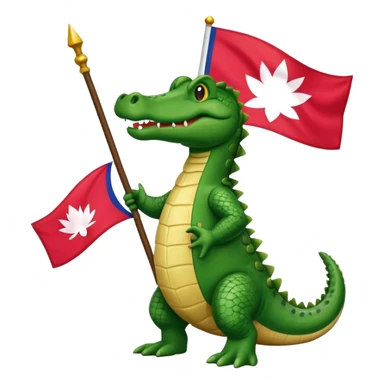 an alligator with the flag of Nepal in his right hand sticker