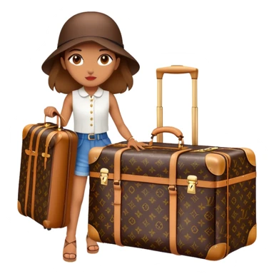 travel girl with louis vuitton luggage  sticker