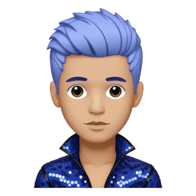 Rauw Alejandro, Puerto Rican Singer with periwinkle hair, black sequin outfit sticker