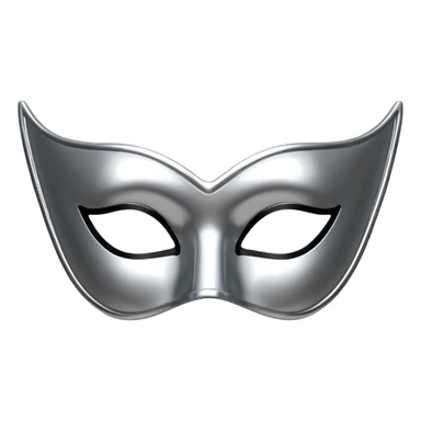 A sleek masquerade mask emoji made of polished silver chrome, smooth sensual curves, reflective metallic surface, mysterious sexy luxury vibe, minimal iOS emoji style, centered, clean white background sticker