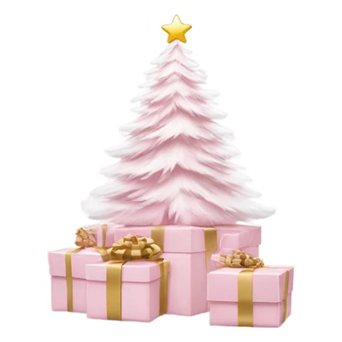 Light pink Christmas gifts under a white Christmas tree  sticker