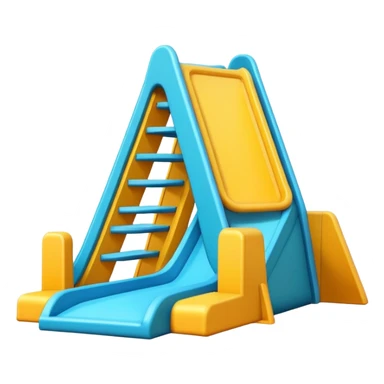 Design a trapezoid-shaped slide with adjustable settings for base width and target height, featuring multiple levels. Please present it in a cartoon style. sticker