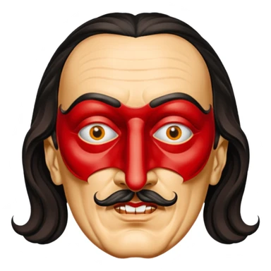Faites-moi un masque de Salvador Dali d'une manière réaliste, la même série que La Casa de Bapel, et faites-le paraître comme s'il portait du rouge Sans lunettes sticker