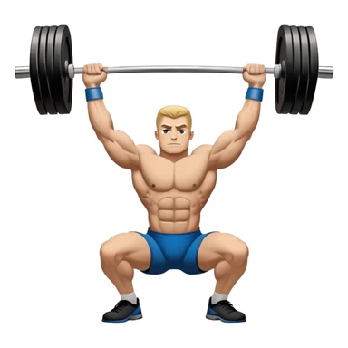 Powerlifting emblem featuring a stylized barbell with heavy weights on each side, flanked by muscular arms gripping the bar. The design is bold and dynamic, symbolizing strength and determination. The background is minimal, focusing on the emblem itself, with a sleek and professional look.  sticker