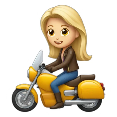 Une fille blonde et un garçon brun sur une moto sticker