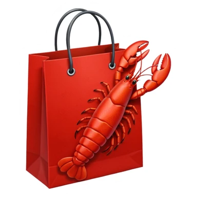 Gift bag with a lobster claw sticking out sticker